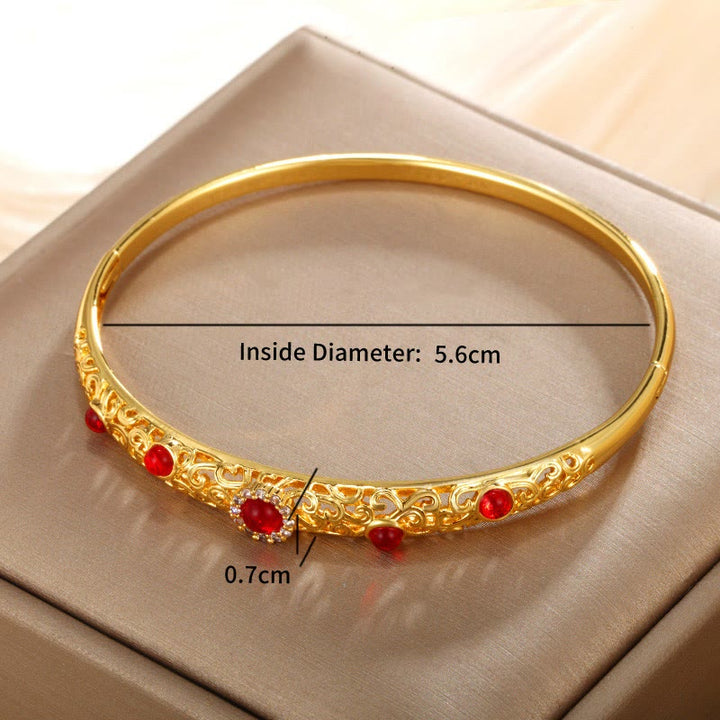 Buddha Stones Vine Design Alloy Zircon Luck Bracelet Bangle - image 5