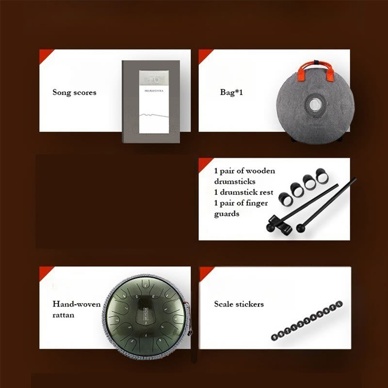 Buddha Stones Steel Tongue Drum Sound Healing Meditation Drum Kit 13 Note 12 Inch Percussion Instrument