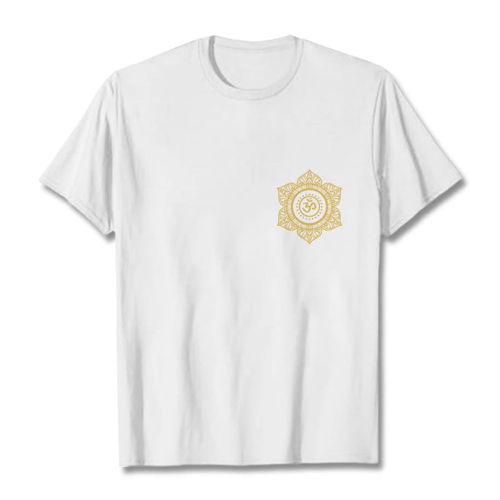 Buddha Stones Golden Mandala OM Pattern Tee T-shirt - White - 2XL - image 8