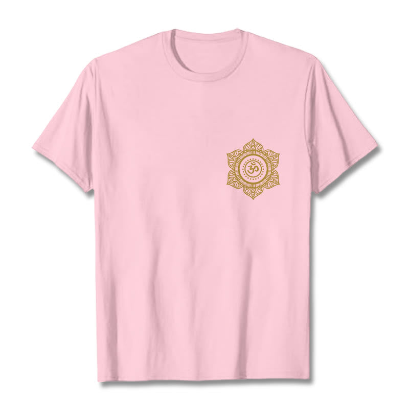 Buddha Stones Golden Mandala OM Pattern Tee T-shirt - LightPink - 2XL - image 13
