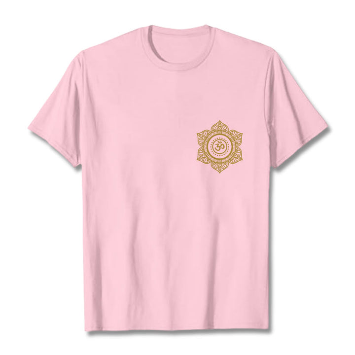 Buddha Stones Golden Mandala OM Pattern Tee T-shirt - LightPink - 2XL - image 13