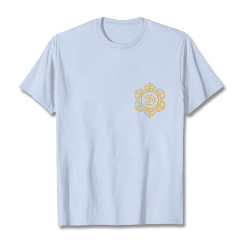 Buddha Stones Golden Mandala OM Pattern Tee T-shirt - LightCyan - 2XL - image 19