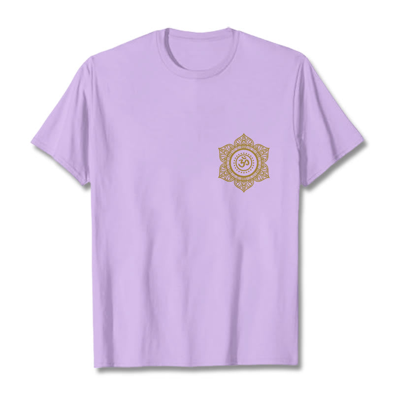 Buddha Stones Golden Mandala OM Pattern Tee T-shirt - Plum - 2XL - image 17
