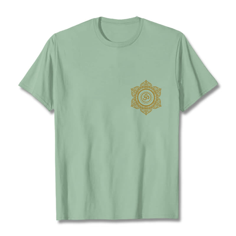 Buddha Stones Golden Mandala OM Pattern Tee T-shirt - PaleGreen - 2XL - image 15