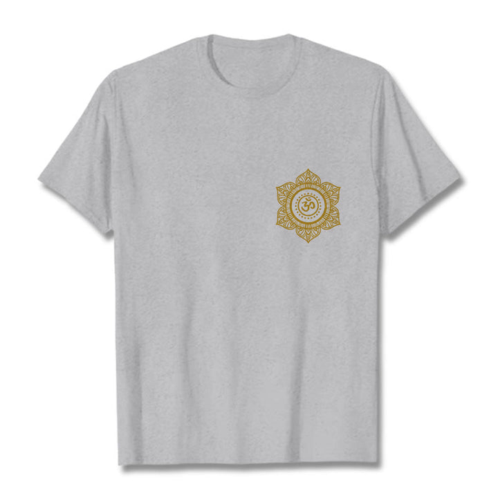 Buddha Stones Golden Mandala OM Pattern Tee T-shirt - LightGrey - 2XL - image 20