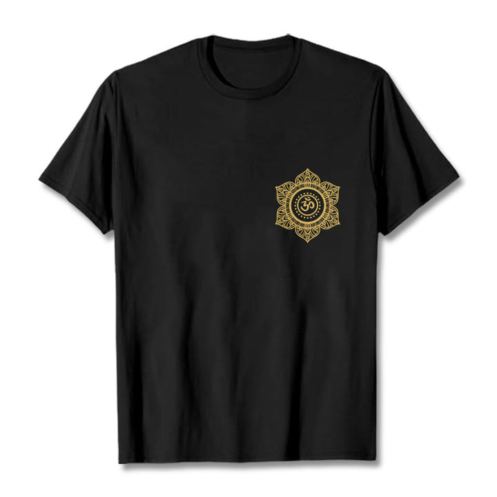 Buddha Stones Golden Mandala OM Pattern Tee T-shirt - Black - 2XL - image 4