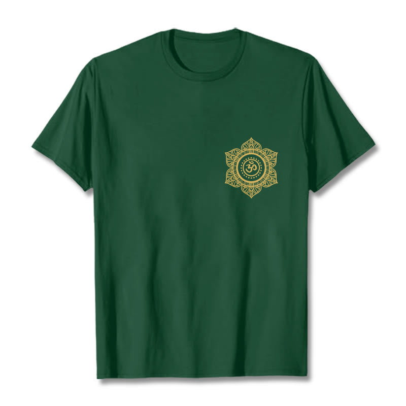 Buddha Stones Golden Mandala OM Pattern Tee T-shirt - ForestGreen - 2XL - image 1
