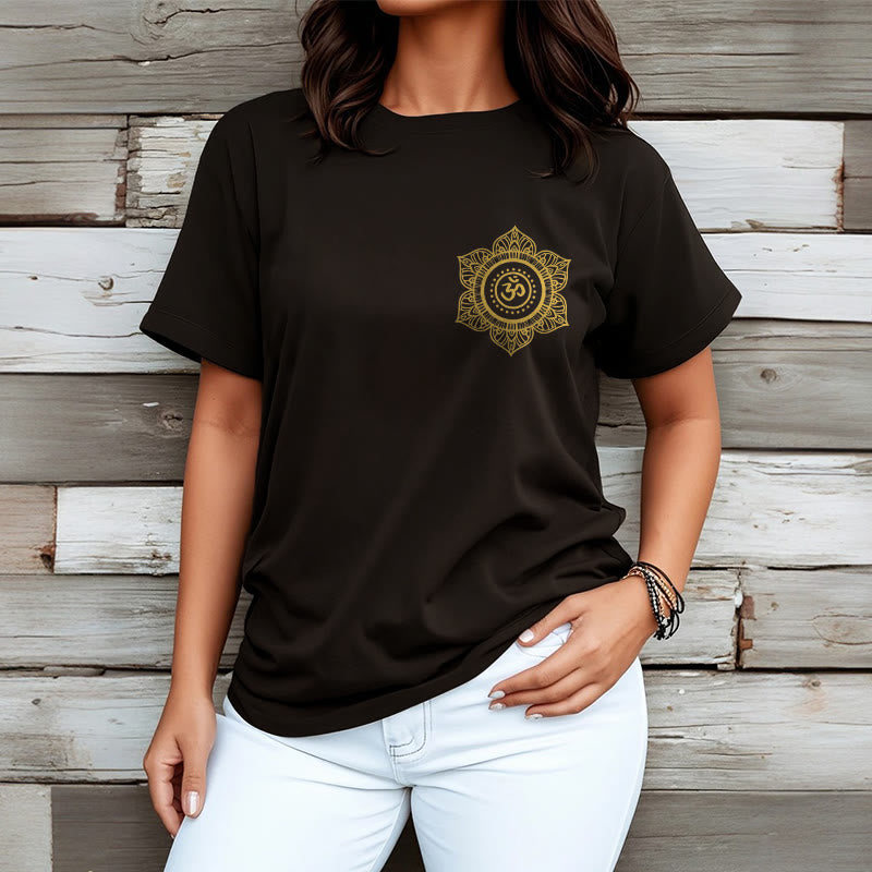 Buddha Stones Golden Mandala OM Pattern Tee T-shirt - image 7