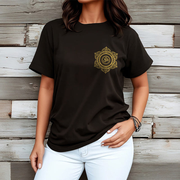Buddha Stones Golden Mandala OM Pattern Tee T-shirt - image 7