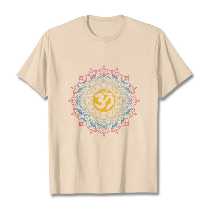 Buddha Stones Color Gradient Mandala OM Pattern Tee T-shirt - Bisque - 2XL - image 9