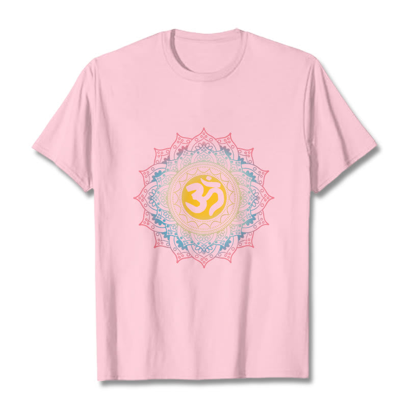 Buddha Stones Color Gradient Mandala OM Pattern Tee T-shirt - LightPink - 2XL - image 13