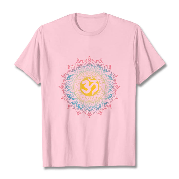 Buddha Stones Color Gradient Mandala OM Pattern Tee T-shirt - LightPink - 2XL - image 13