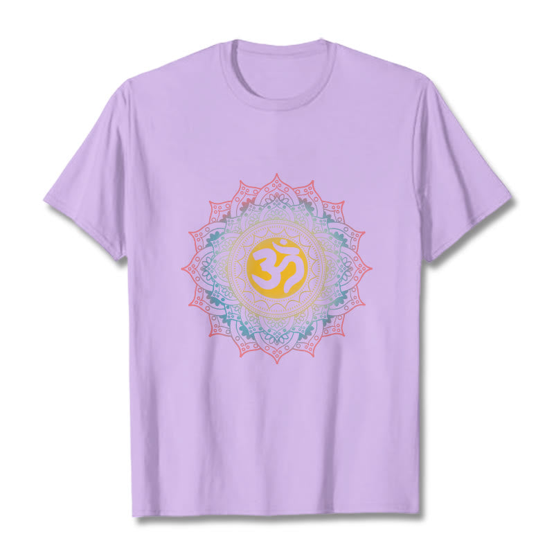 Buddha Stones Color Gradient Mandala OM Pattern Tee T-shirt - Plum - 2XL - image 17