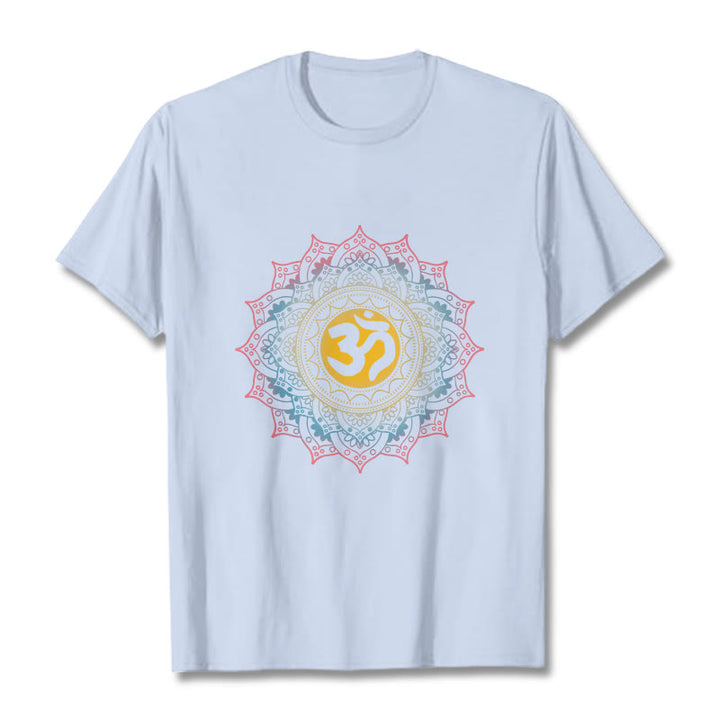 Buddha Stones Color Gradient Mandala OM Pattern Tee T-shirt - LightCyan - 2XL - image 19