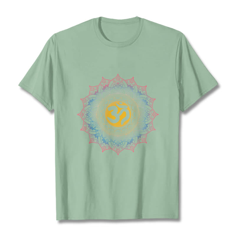 Buddha Stones Color Gradient Mandala OM Pattern Tee T-shirt - PaleGreen - 2XL - image 15