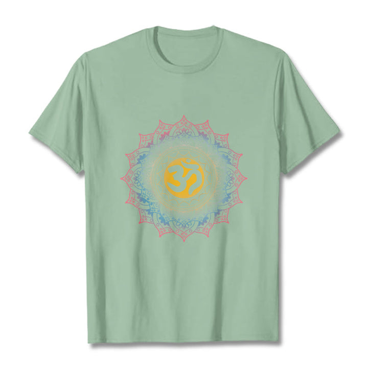 Buddha Stones Color Gradient Mandala OM Pattern Tee T-shirt - PaleGreen - 2XL - image 15