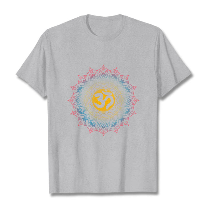 Buddha Stones Color Gradient Mandala OM Pattern Tee T-shirt - LightGrey - 2XL - image 20