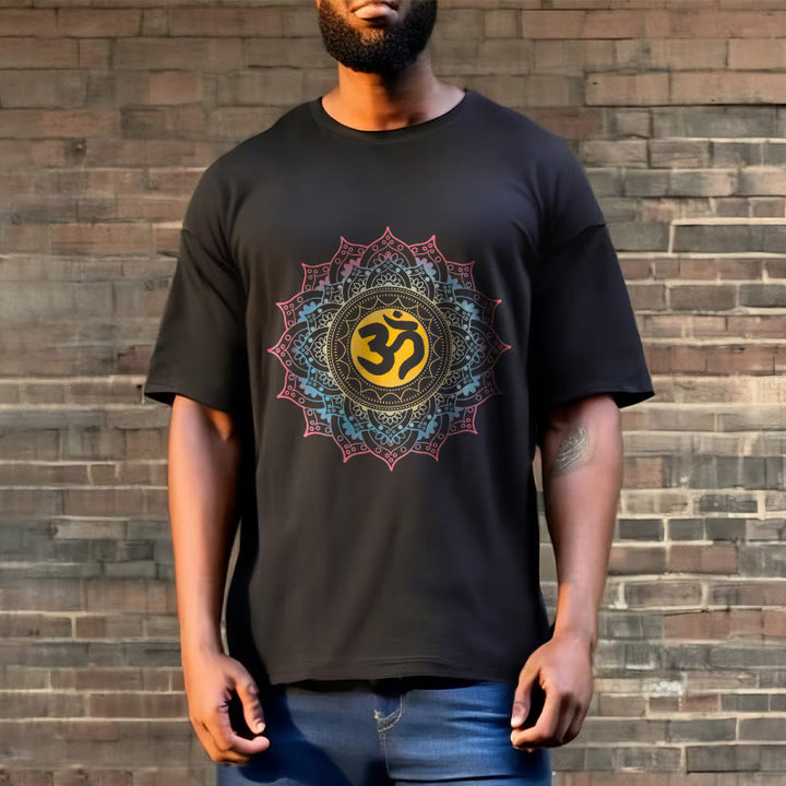 Buddha Stones Color Gradient Mandala OM Pattern Tee T-shirt - image 4