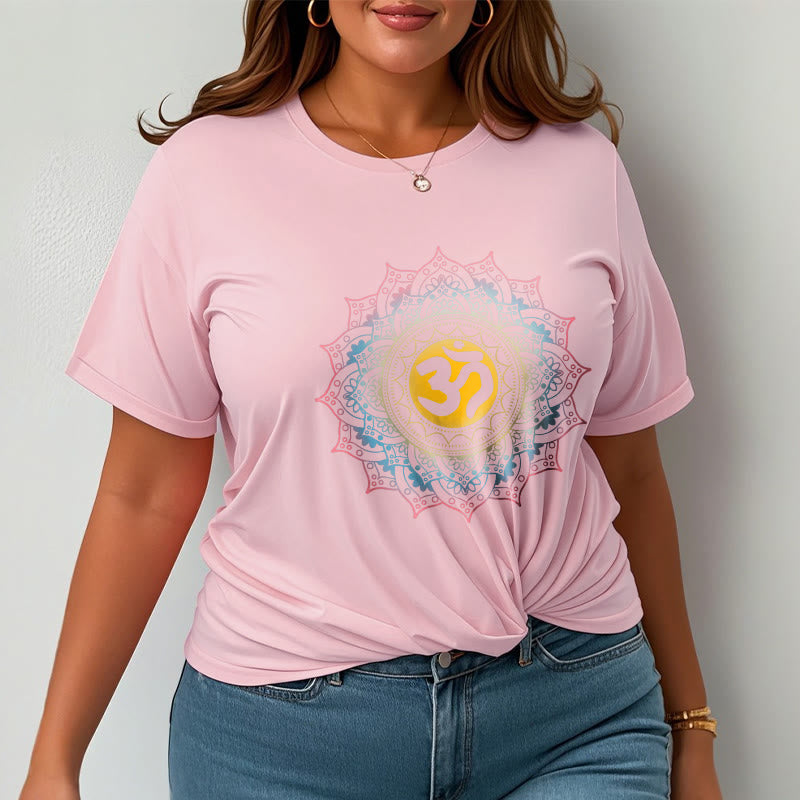 Buddha Stones Color Gradient Mandala OM Pattern Tee T-shirt - image 14