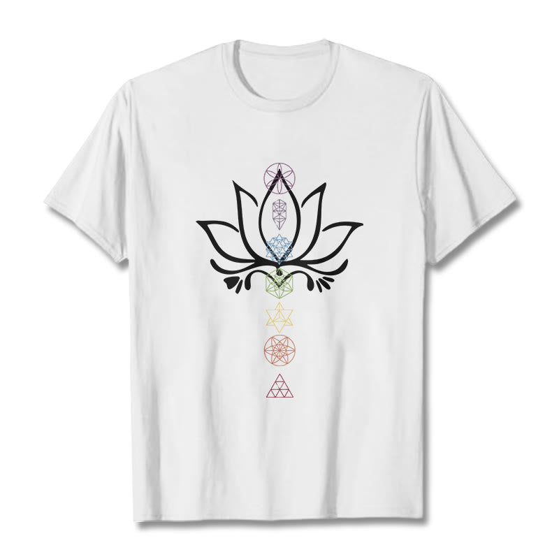 Buddha Stones Lotus Sacred Geometry Tee T-shirt - White - 2XL - image 6