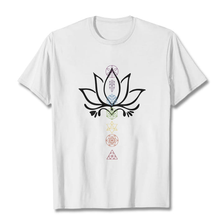Buddha Stones Lotus Sacred Geometry Tee T-shirt - White - 2XL - image 6