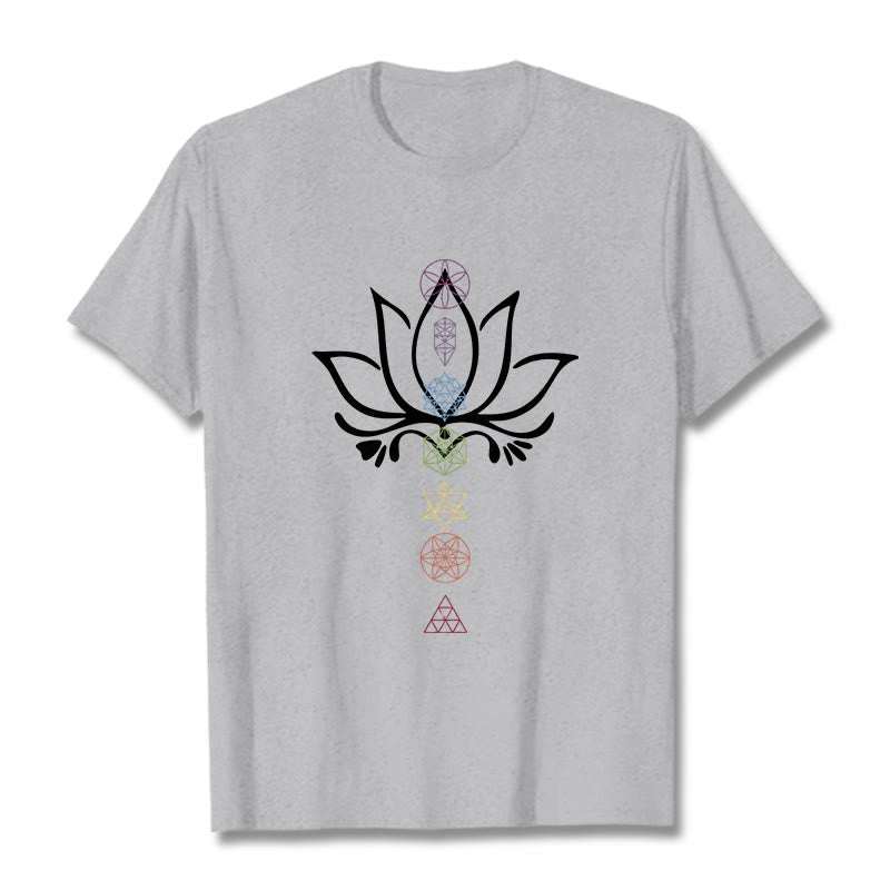 Buddha Stones Lotus Sacred Geometry Tee T-shirt - LightGrey - 2XL - image 20