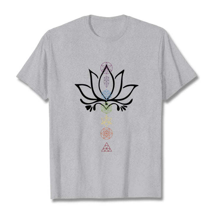 Buddha Stones Lotus Sacred Geometry Tee T-shirt - LightGrey - 2XL - image 20
