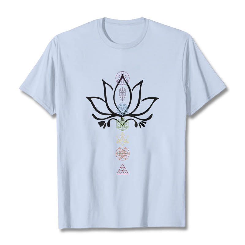 Buddha Stones Lotus Sacred Geometry Tee T-shirt - LightCyan - 2XL - image 19
