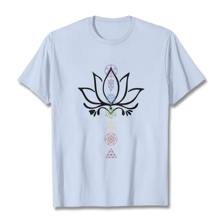 Buddha Stones Lotus Sacred Geometry Tee T-shirt - LightCyan - 2XL - image 19