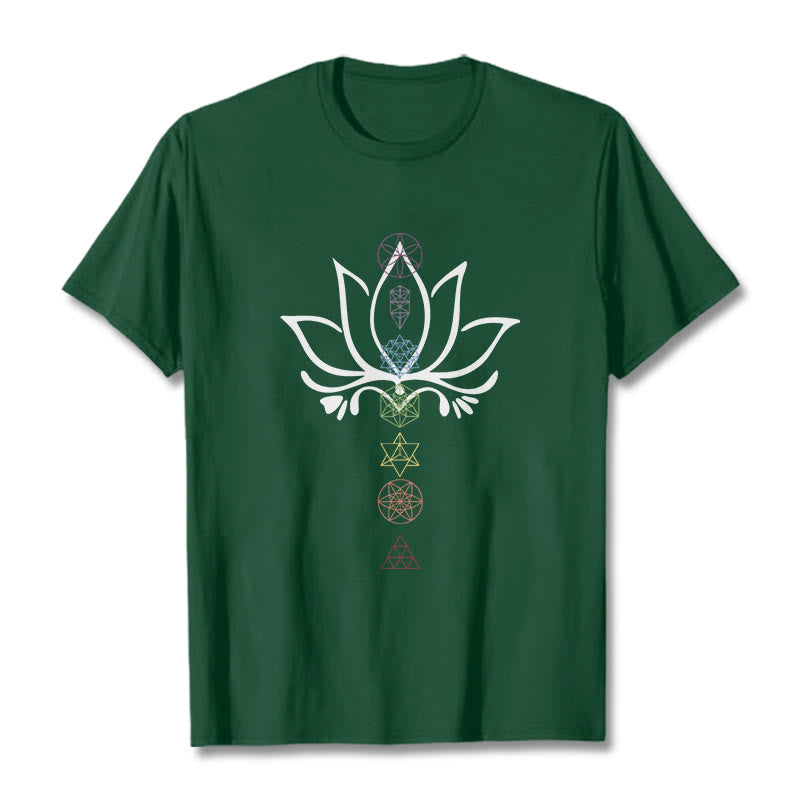 Buddha Stones Lotus Sacred Geometry Tee T-shirt - ForestGreen - 2XL - image 11
