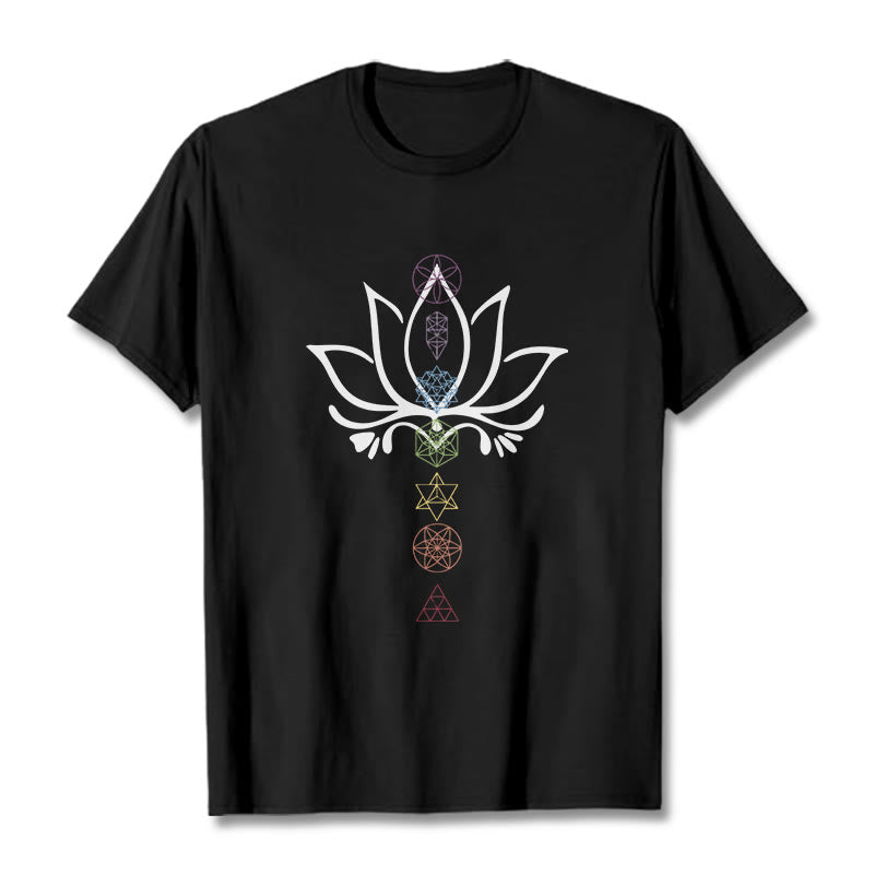 Buddha Stones Lotus Sacred Geometry Tee T-shirt - Black - 2XL - image 1