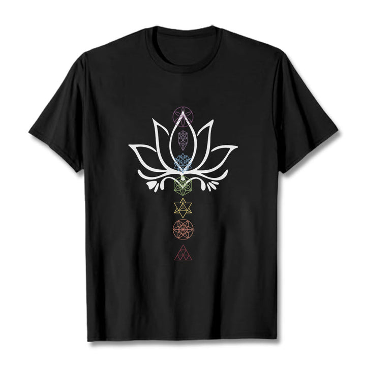 Buddha Stones Lotus Sacred Geometry Tee T-shirt - Black - 2XL - image 1