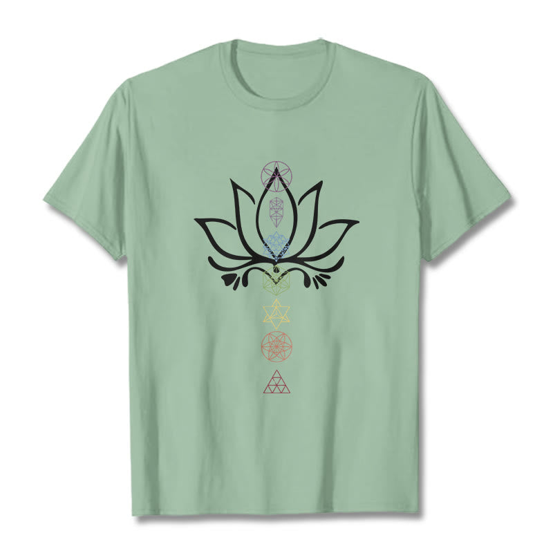 Buddha Stones Lotus Sacred Geometry Tee T-shirt - PaleGreen - 2XL - image 15