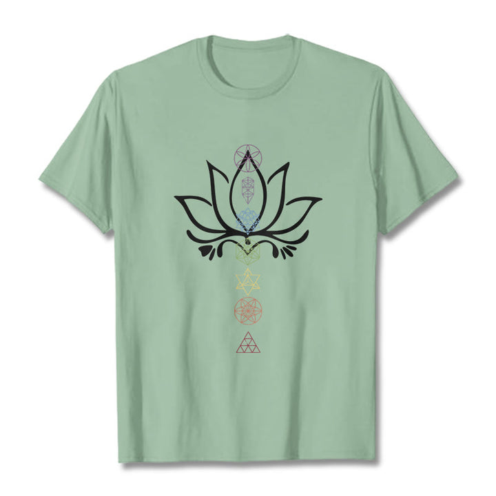 Buddha Stones Lotus Sacred Geometry Tee T-shirt - PaleGreen - 2XL - image 15
