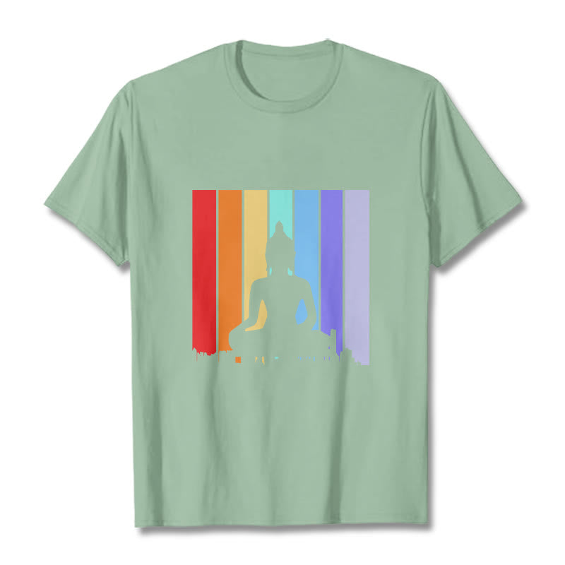Buddha Stones Meditation Buddha Rainbow Tee T-shirt - PaleGreen - 2XL - image 15