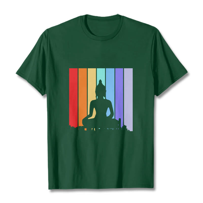 Buddha Stones Meditation Buddha Rainbow Tee T-shirt - ForestGreen - 2XL - image 11