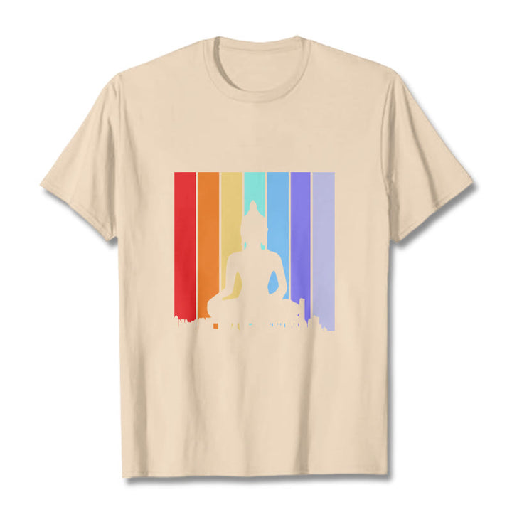 Buddha Stones Meditation Buddha Rainbow Tee T-shirt - Bisque - 2XL - image 9