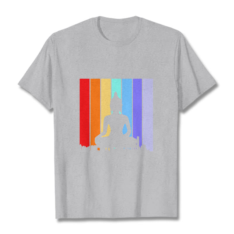Buddha Stones Meditation Buddha Rainbow Tee T-shirt - LightGrey - 2XL - image 20
