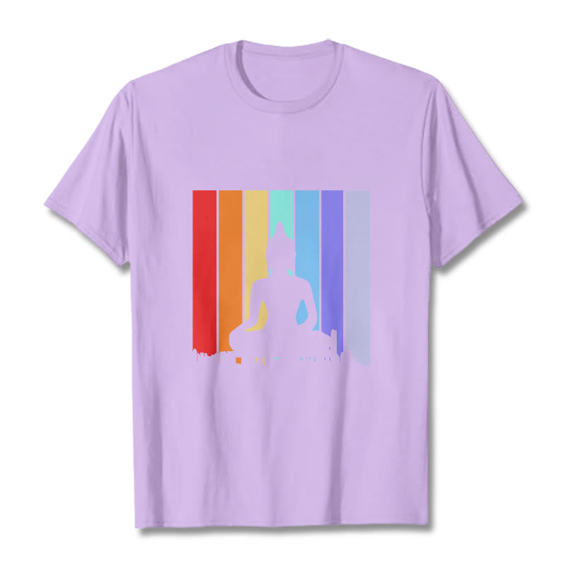 Buddha Stones Meditation Buddha Rainbow Tee T-shirt - Plum - 2XL - image 17