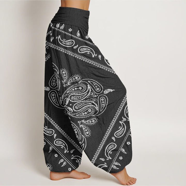 Buddha Stones Casual Floral Leaf Paisley Pattern Women's Elastic Waist Harem Pants - image 2
