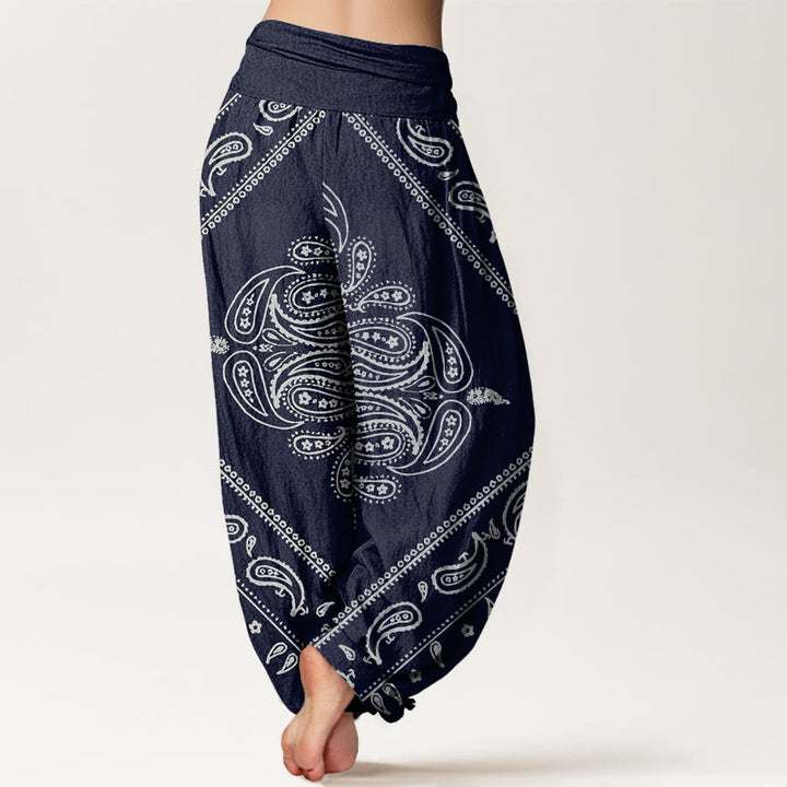 Buddha Stones Casual Floral Leaf Paisley Pattern Women's Elastic Waist Harem Pants - image 10
