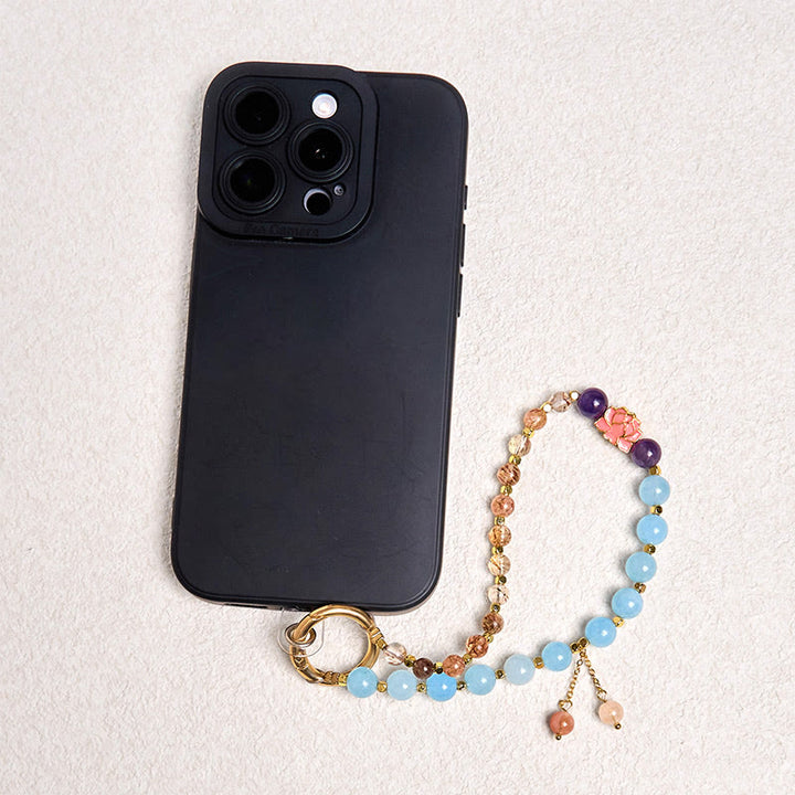 Buddha Stones Natural Super Seven Crystal Protection Key Chain Phone Hanging Decoration