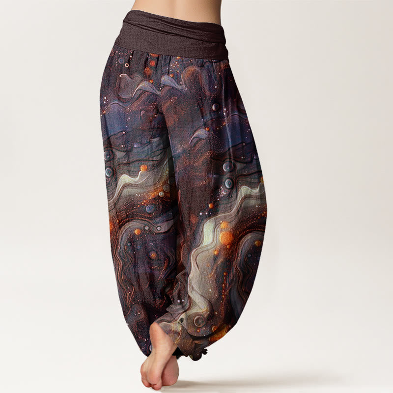 Buddha Stones Oceanic Golde Star Pattern Women's Elastic Waist Harem Pants - image 5