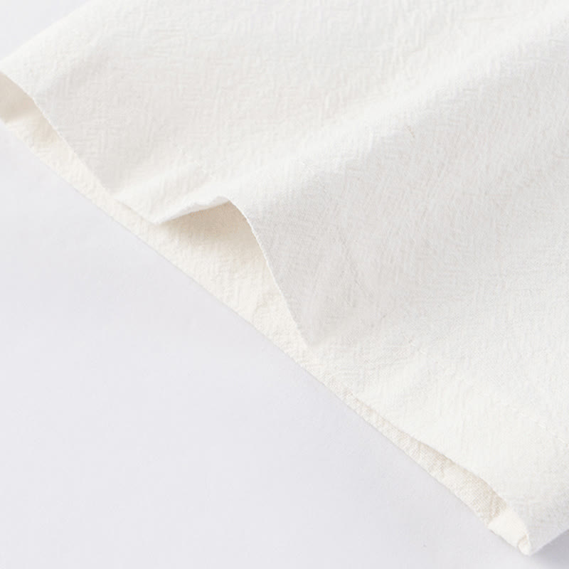 Buddha Stones Casual 2Pcs Pure Color Half Button Design Shirt Drawstring Pants Men's Cotton Linen Meditation Cloth Set With Pockets