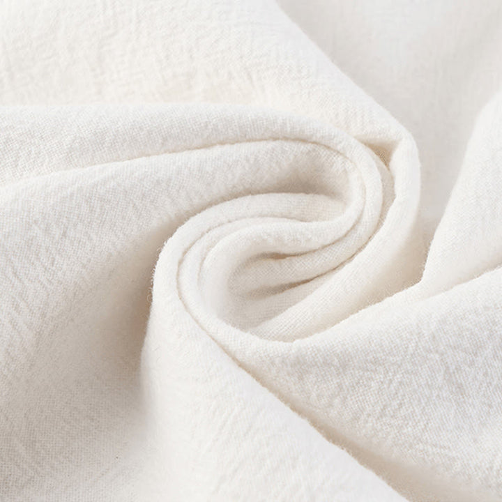 Buddha Stones Casual 2Pcs Pure Color Half Button Design Shirt Drawstring Pants Men's Cotton Linen Meditation Cloth Set With Pockets