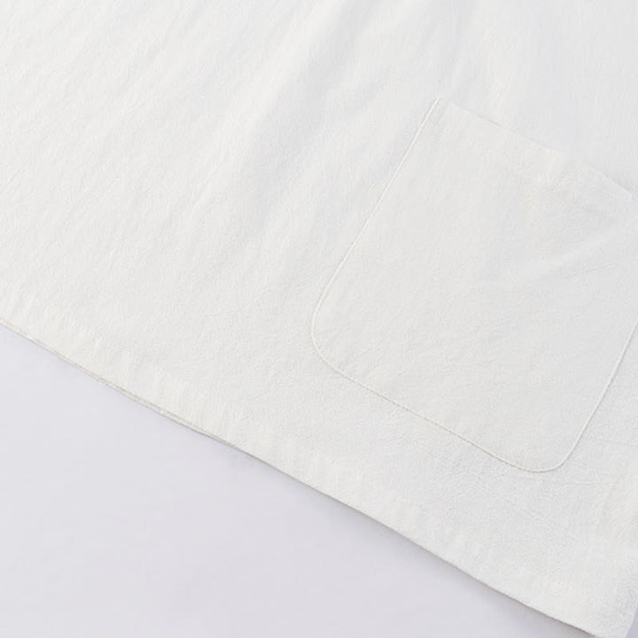 Buddha Stones Casual 2Pcs Pure Color Half Button Design Shirt Drawstring Pants Men's Cotton Linen Meditation Cloth Set With Pockets