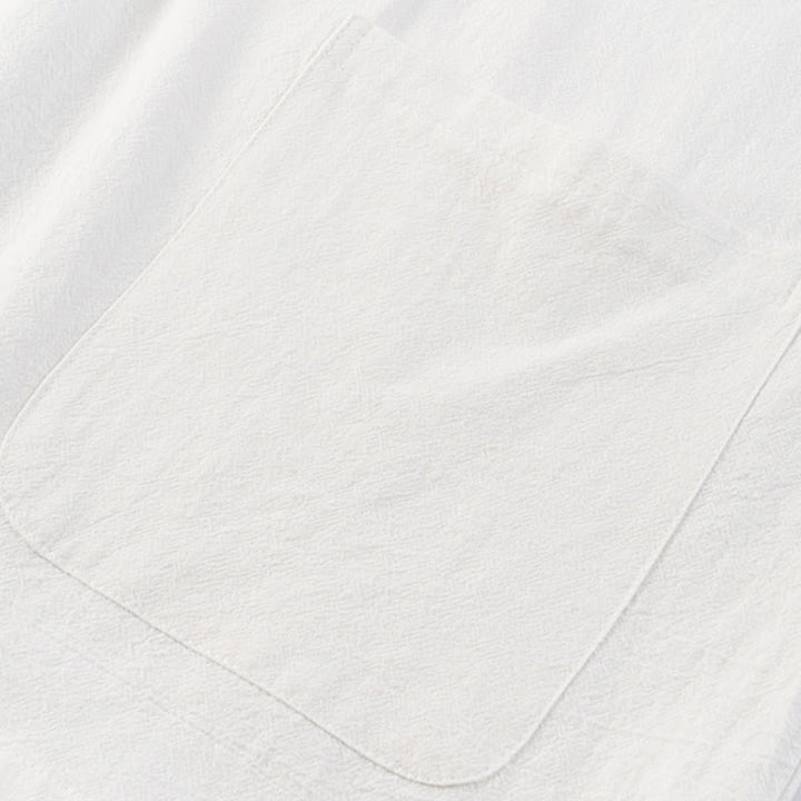 Buddha Stones Casual 2Pcs Pure Color Half Button Design Shirt Drawstring Pants Men's Cotton Linen Meditation Cloth Set With Pockets