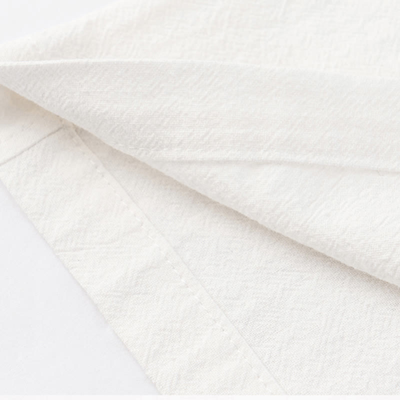 Buddha Stones Casual 2Pcs Pure Color Half Button Design Shirt Drawstring Pants Men's Cotton Linen Meditation Cloth Set With Pockets