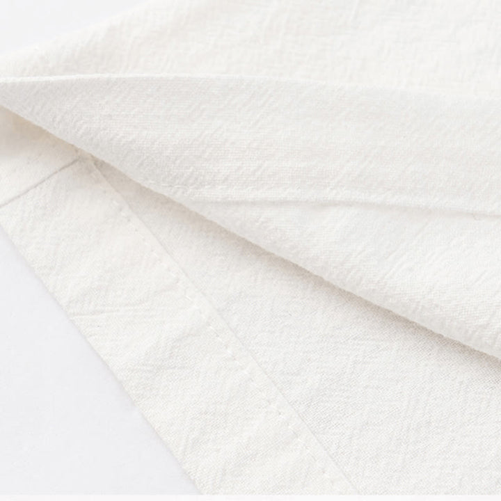 Buddha Stones Casual 2Pcs Pure Color Half Button Design Shirt Drawstring Pants Men's Cotton Linen Meditation Cloth Set With Pockets