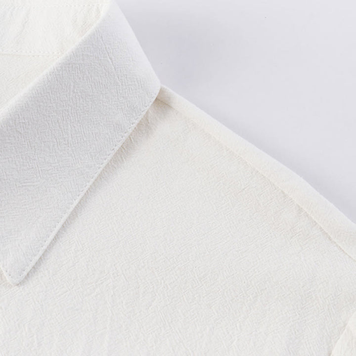 Buddha Stones Casual 2Pcs Pure Color Half Button Design Shirt Drawstring Pants Men's Cotton Linen Meditation Cloth Set With Pockets